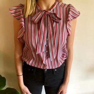 Abercrombie & Fitch Blue and Red Striped Blouse